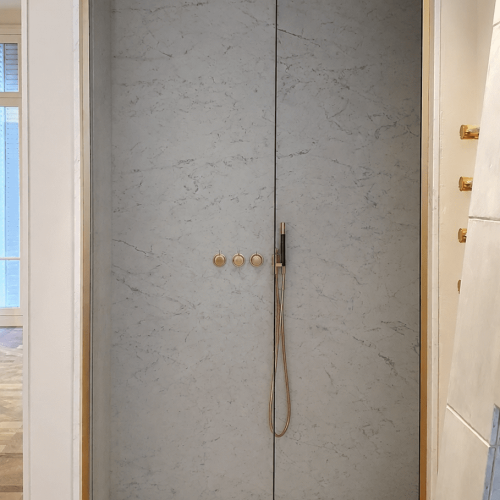Façade de douche - Serrurerie Laiton Brossé