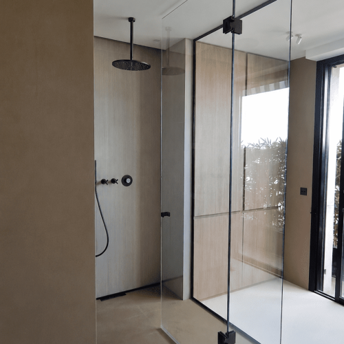 Façade de douche - Serrurerie Noir Mat
